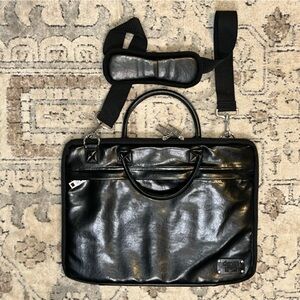 Elegant Black Leather Laptop Bag for Men or women